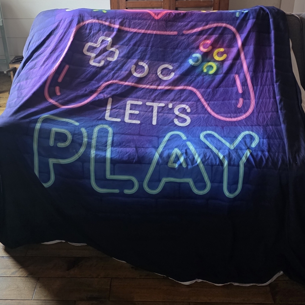 Gamer Let's Play Duvet Cover And Shams Set Full